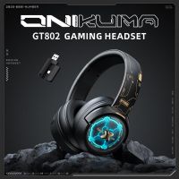 auriculares onikuma gt802 inalambricos y con cable bluetooth gaming con retroiluminacion negra