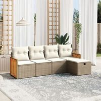 conjunto de sofas jardin con cojines 5 uds  mueble jardin mesa y sillas ratan sintetico beige cfw914072