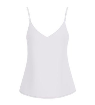 Guess para mujer. W6GH30W1845 Top Caroline Logo Tank blanco (S), Poliéster, Sin mangas / Tirantes