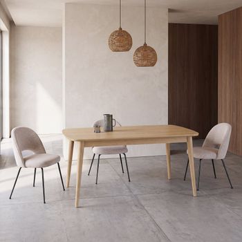 Mesa de comedor extensible de roble y fresno de 160 a 230 cm