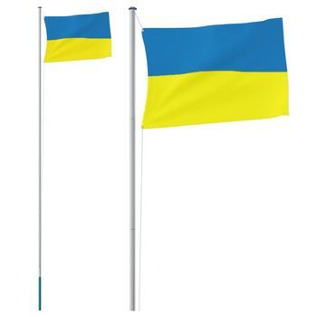 Mástil Y Bandera De Ucrania Aluminio 6,23 M Vidaxl