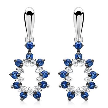 Pendientes de diamantes 14 quilates zafiros de oro 0,31 ct.
