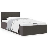 cama individual  cama para adultos  cama canape hidraulica con almacenaje tela gris oscuro 90x200cm