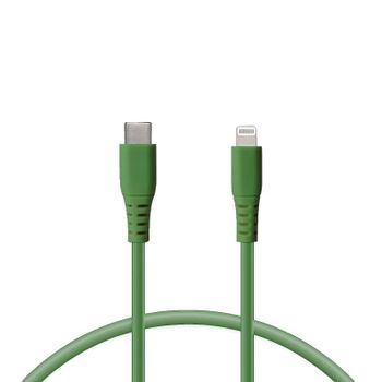 Ksix Cable Carga Ultra Rápida Lightning A USB-C 65 W 1m Verde