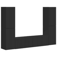 conjunto de mueble de tv 6 uds  mueble de salon  gabinete de tv negro madera de ingenieria
