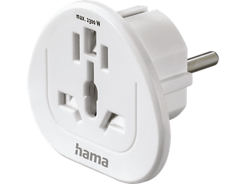 Adaptador de viaje - Hama Universal World, Tipo E, F y 3 pin, Blanco