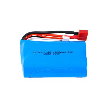 Batería de litio polímero recargable de 7,4V 4200mAh 25C 21700 con conector T Plug para automóvil RC Wltoys 12428, barco