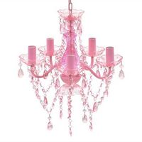 lampara de arana de cristal 5 bombillas rosa vidaxl