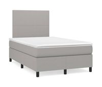cama box spring con colchon tela gris claro 120x200 cm diseno plano