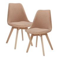 juego de 2 sillas de comedor flaten estilo escandinavo 82x49x54cm boucle - topo encasa
