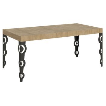 Mesa Rectangular Extensible Para 6 A 20 Personas L 160 A 420 Cm Madera Clara Y Patas De Metal Antracita Kazay