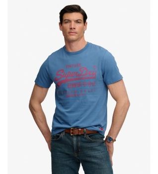 Superdry para hombre. M1012458A Camiseta Classic azul (M), Casual, Algodón, Manga corta