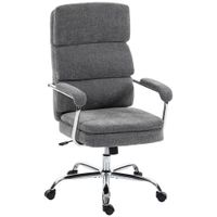 homcom silla de oficina ergonomica en chenilla sillon de oficina con reposabrazos acolchados altura ajustable gris