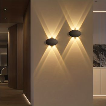 Lámpara de pared para patio impermeable IP65 para interiores y exteriores, ovalada, 4W, luz cálida, estufa montada en la pared de amplio voltaje de 3000K (85v-265v), 1 ud.