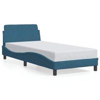 cama para adulto  cama individual  estructura cama con cabecero terciopelo azul 90x190 cm