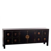 mueble de tv oriente 130 x 24 x 505 cm negro dorado madera