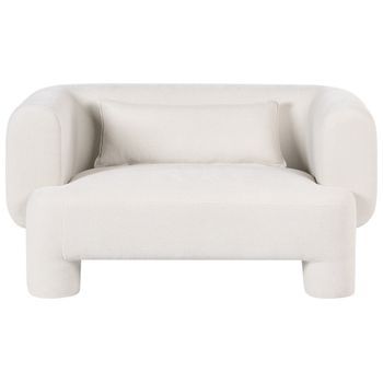Sofá 2 Plazas Tapizado De Tela Con Textura Aterciopelada Patas Cilíndricas Estilo Orgánico Blanco Hogbo