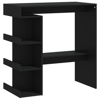 Mesa Bar Estante Almacenaje Contrachapada Negro 100x50x101,5 Cm Vidaxl