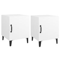 juego de 2 mesitas de noche con compartimento con puerta 40 x 40 x 50 cm madera contrachapada blanca dec034981
