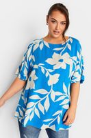 yours top azul de grandes flores blancas mujer curvy y tallas grandes yours