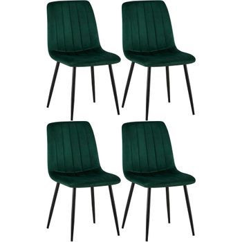 Set De 4 Sillas De Salón Dijon En Tela O Terciopelo Verde 53x45x88 Cm Clp