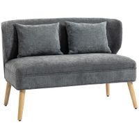 homcom sofa de 2 plazas pequeno sofa de chenilla con respaldo orejero asiento grueso patas de madera de caucho gris   aosom espana