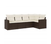 vidaxl set comedor de jardin 5 piezas y cojines ratan sintetico marron