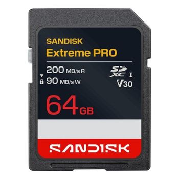 Tarjeta SD SanDisk Extreme Pro 64 GB UHS-I 200 MB/s V30 resistente