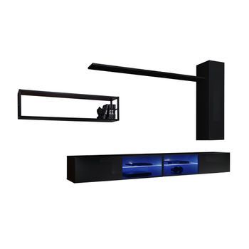 Conjunto De Muebles De Salón Estilo Industrial Switch M4. Color Negro.
