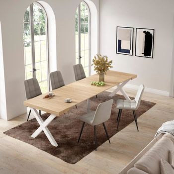 Consola extensible efecto madera roble 302x90x73cm