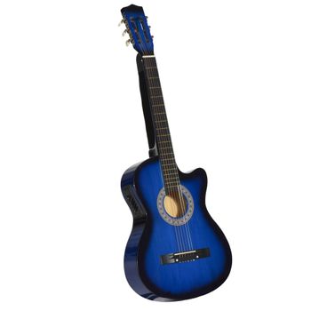 HOMCOM Pack guitarra eléctrica, kit de guitarra eléctrica para principiantes con funda, correa, cuerda, púas, cable, azul y negro