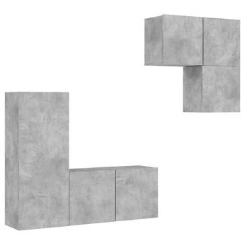 Muebles De Tv | Mueble De Salón | Gabinete De Tv De Pared 4 Pzas Madera Ingeniería Gris Hormigón
