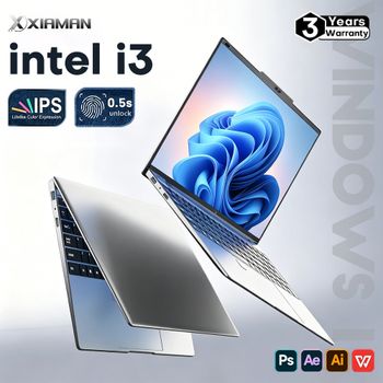 Computadora portátil Xiaman de 15.6 pulgadas con Windows 11, Intel Core i3 6006U, pantalla IPS 1080P, para oficina y estudio, con desbloqueo por huella dactilar.