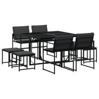 juego de comedor de jardin 9 piezas  mueble de jardin con cojines textileno negro