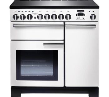 RANGEMASTER Professional Deluxe 90 Electric Induction Range Cooker - White & Chrome, White