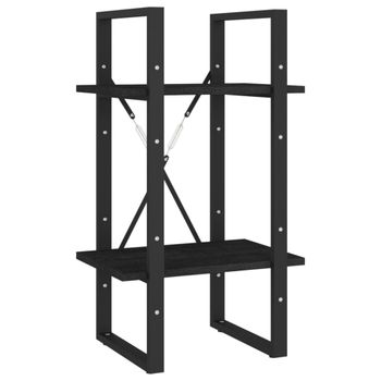 Estantería 2 niveles madera maciza de pino negro 40x30x70 cm