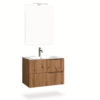 Mueble de baño de 4 piezas en mdf roble