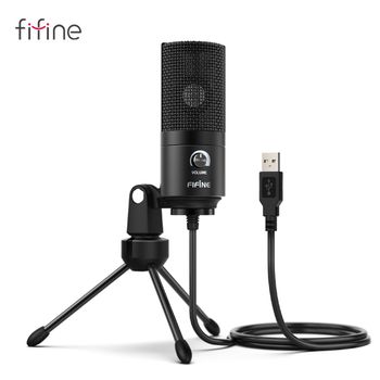 Micrófono de condensador USB FIFINE con perilla de ganancia, micrófono de grabación de Metal para estudio en casa, Podcasting, voz, computadora portátil, Windows -K669