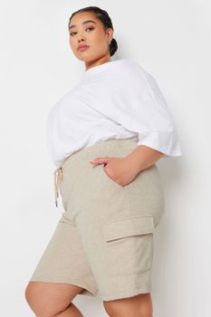 Yours Joggers Cortos Beige Bolsos Cargo, Mujer Curvy Y Tallas Grandes, Yours