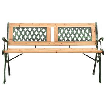 Banco De Jardín | Banco De Exterior | Silla De Jardín Hierro Fundido Y Madera De Abeto Maciza 122 Cm