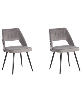 Conjunto de 2 sillas de comedor  terciopelo gris