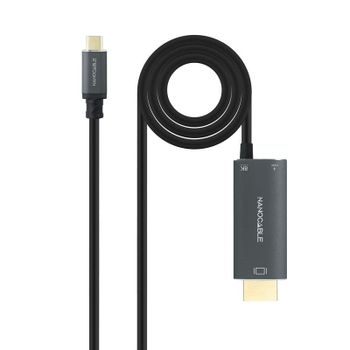 Cable Nanocable USB-C a HDMI 2.1 y USB-C PD 100W Negro 1,8 m