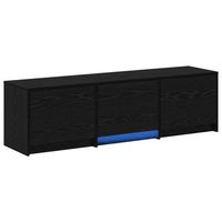 mueble de tv  mueble de salon  gabinete de tv con led con tiras led roble negro 140 x 34 x 40 cm