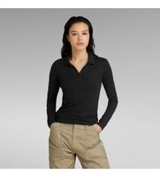 g-star para mujer d24513-d527-6484 polo ribbed slim negro m casual manga larga algodon organico sostenible