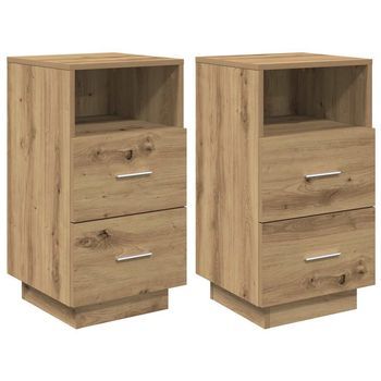 Mesillas De Noche 2 Uds Con 2 Cajones Roble Artesano 36x36x68cm Vidaxl