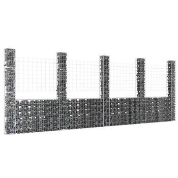 Cesta De Gaviones | Gavión Para Piedras | Gavión Decorativo Forma De U 5 Postes De Hierro 500x20x200 Cm Cfw679549