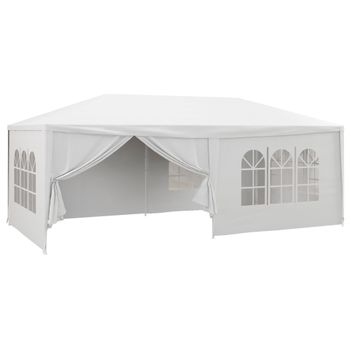 Outsunny Carpa de Jardín 6x3 m con 4 Ventanas 2 Puertas con Cremallera Blanco