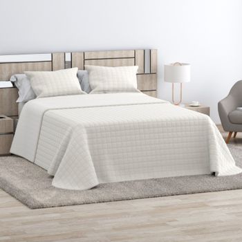 Colcha De Cama Yaiza, Acolchada y Aterciopelada, Tacto Suave, Disponible En Blanco Crema, Beige Claro y Gris, Para Cama de 90, 105, 135/140, 150/160 y 180 Marca Roomers Bed Linen de HMS.