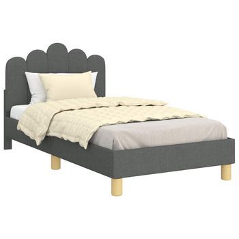 Cama Para Niños Con Cabecero Gris Oscuro 80 X 160 Cm Tela Vidaxl