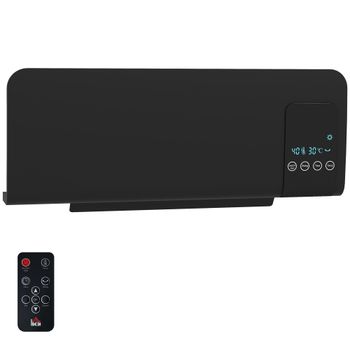 HOMCOM Calefactor Eléctrico de Pared 1000W/2000W Estufa con Pantalla LED y Mando a Distancia 54,5x12x21,5 cm Negro   Aosom España